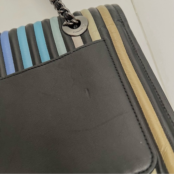 Coach Parker Rainbow Ombre Stripe Quilted Leather Convertible Shoulder Bag 52605 - Picture 5 of 11